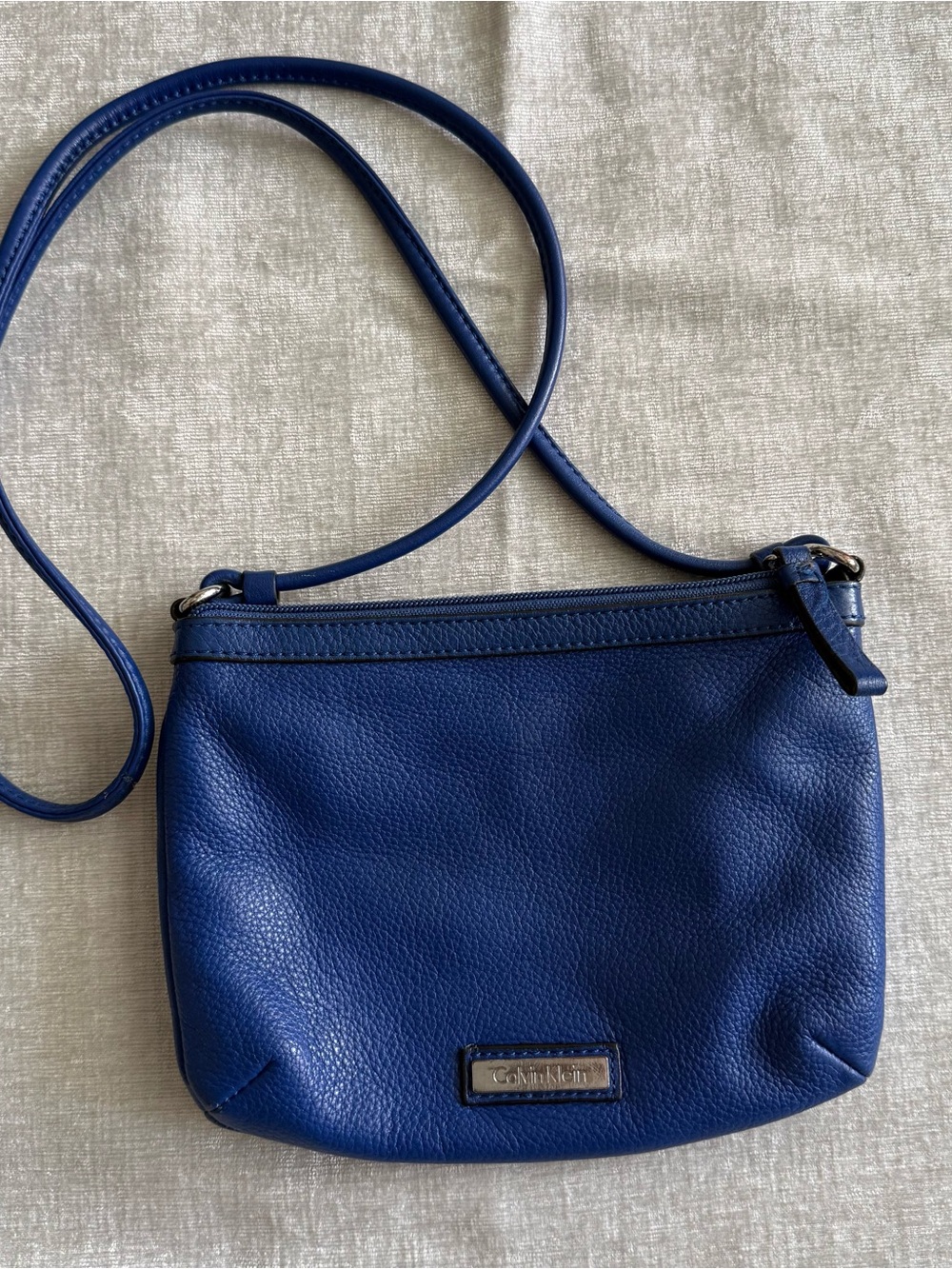 Calvin Klein Royal Blue Pebbled Leather Crossbody